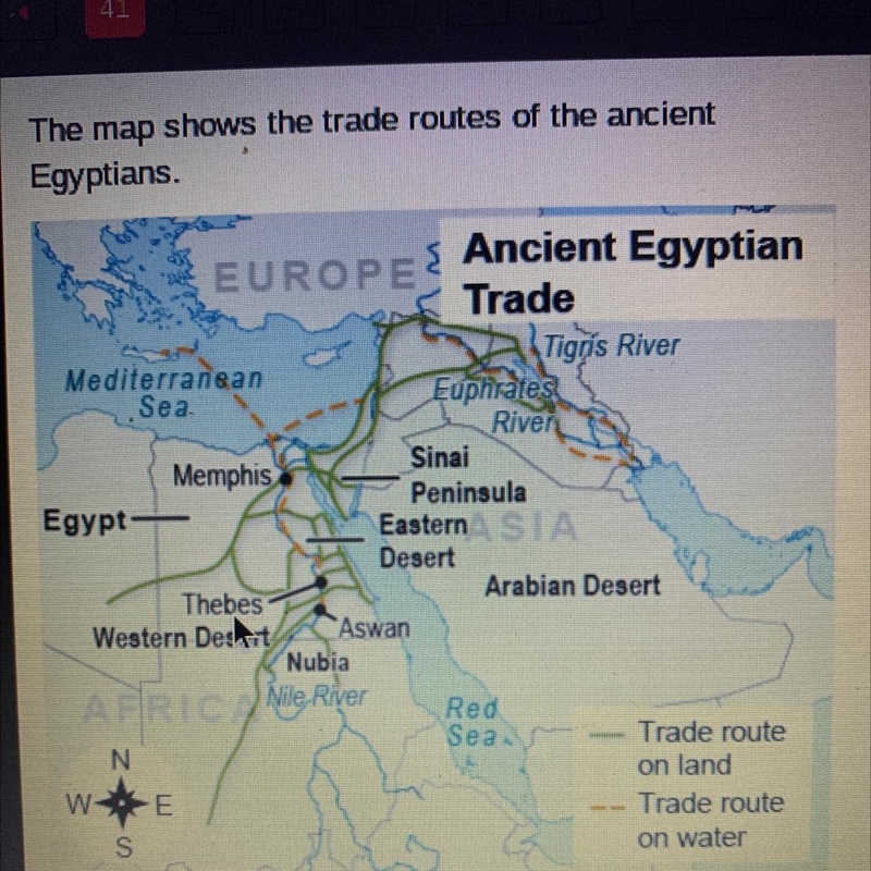 Which statement about trade in ancient Egypt does the map support? 100 points-example-1