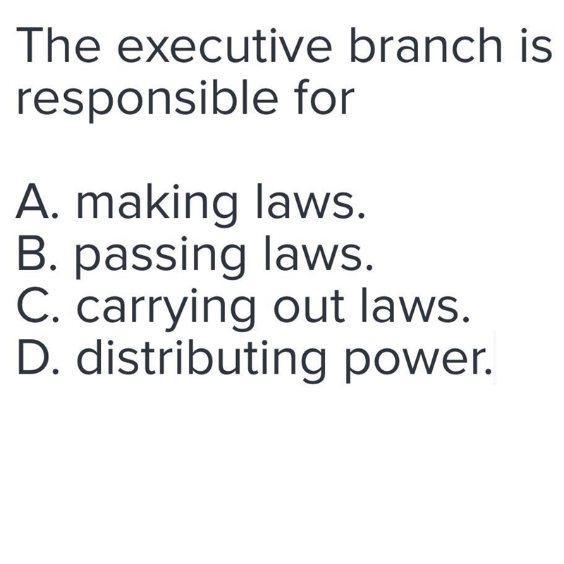 The executive branch is responsible for ??-example-1