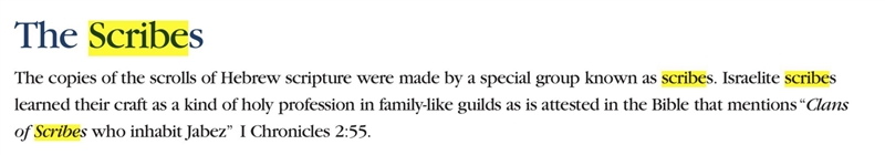 A scribe is someone who a. Took notes in Roman court b. Made copies of scrolls Hebrew-example-1