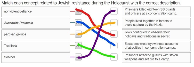 Match each concept related to Jewish resistance during the Holocaust with the correct-example-1