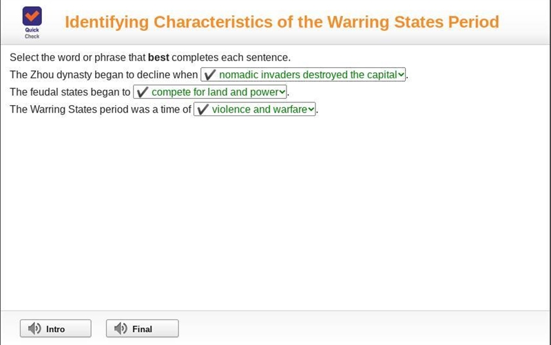 Select the word or phrase that best completes each sentence. The Zhou dynasty began-example-1