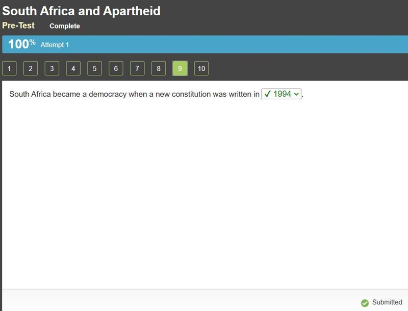 South Africa became a democracy when a new constitution was written in-example-1