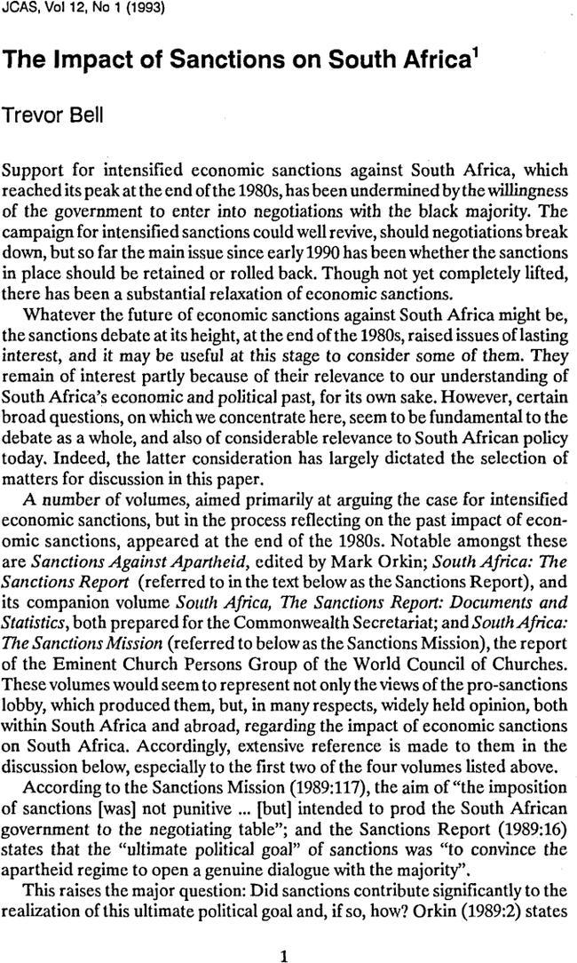 What was the impact of sanctions on South Africa-example-1