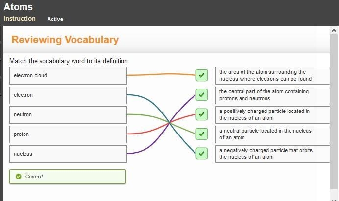 Match vocabulary word to definition atoms-example-1