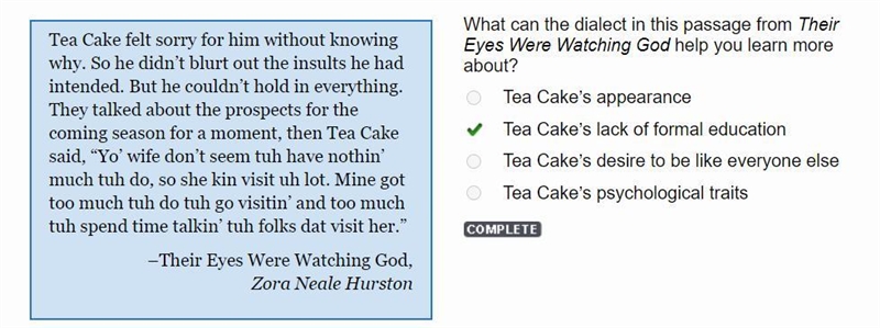 What can the dialect in this passage from Their Eyes Were Watching God help you learn-example-1