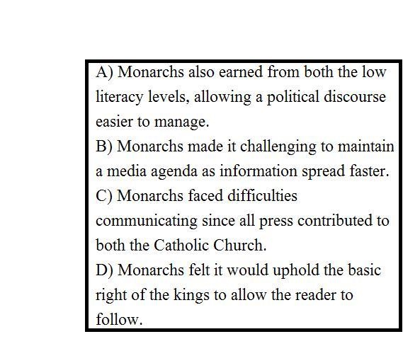 Which of the following best summarizes the association between European monarchies-example-1