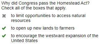 What did the Homestead Act do? Check all of the boxes that apply.-example-1