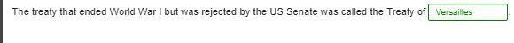 The treaty that ended World War I but was rejected by the US Senate was called the-example-1