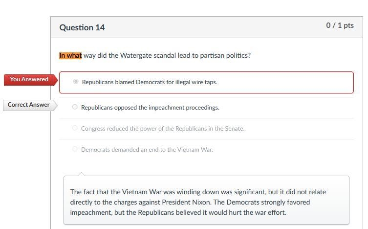 In what way did the watergate scandal lead to partisan politics?-example-1