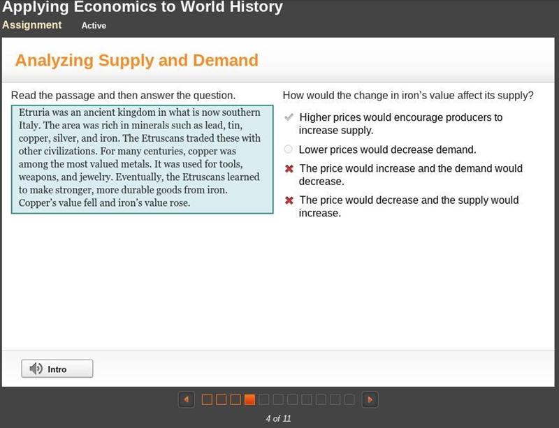 HELPPPPPPPPPPP!!!!!!!How would the change in iron’s value affect its supply? Higher-example-1