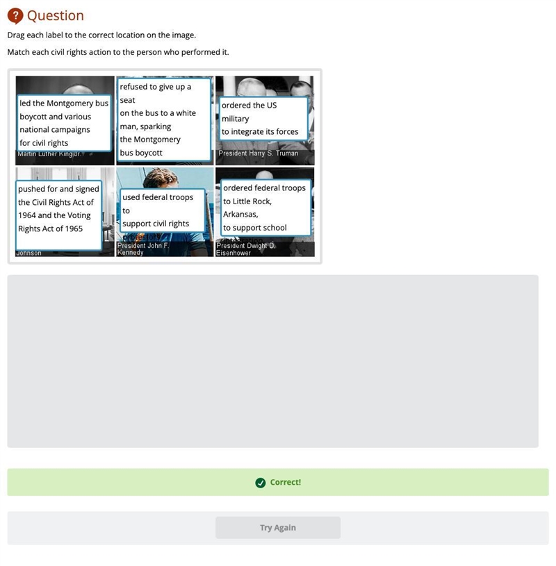 Match each civil rights action to the person who performed it.-example-1