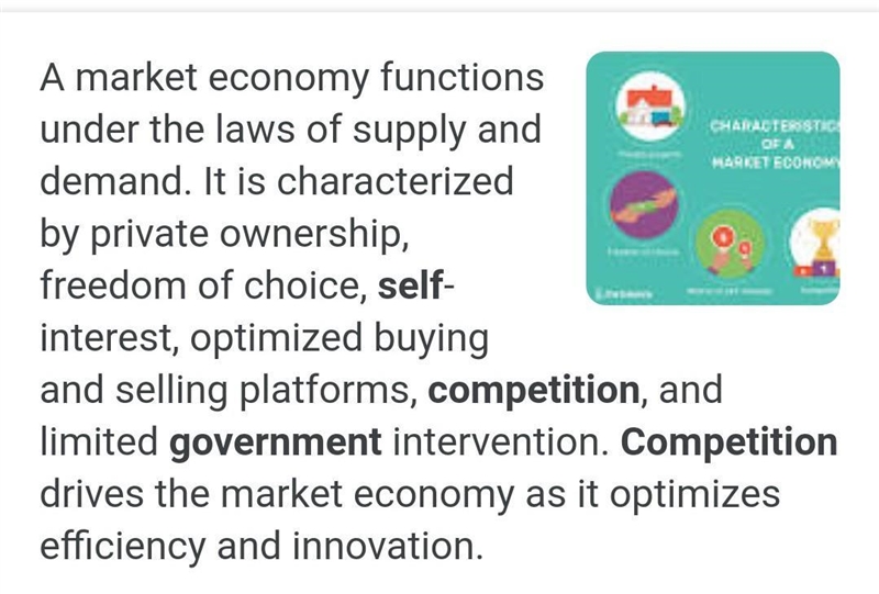 Which characteristics is features of a market econmy-example-1