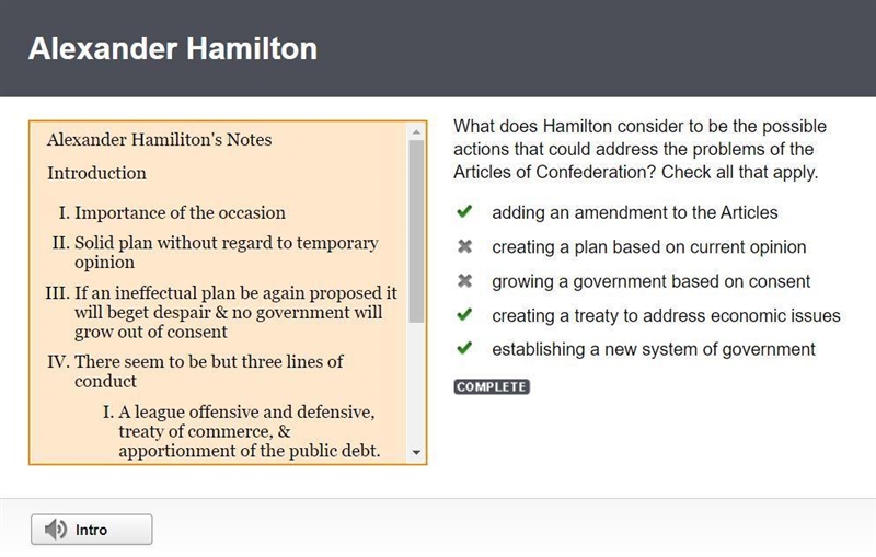 Alexander Hamiliton's Notes Introduction Importance of the occasion Solid plan without-example-1