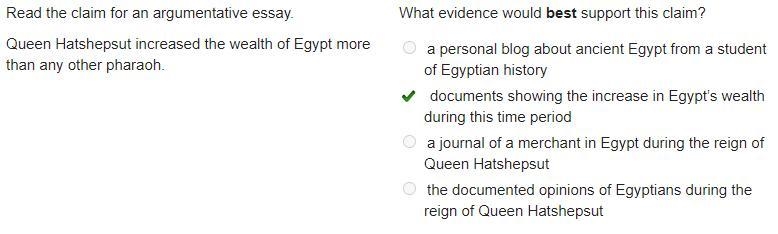 57:28 Read the claim for an argumentative essay. What evidence would best support-example-1