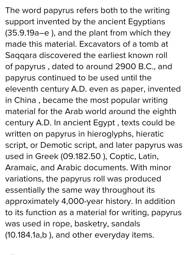 How many years passed between the invention of papyrus in egypt an the invention of-example-1