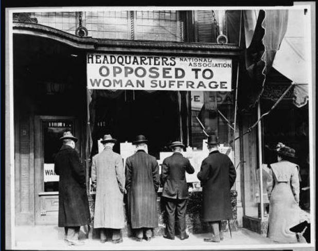 What does this photograph illustrate about the suffrage movement in the early 1900s-example-1