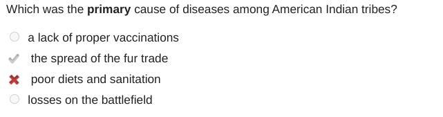 Which was the primary cause of diseases among American Indian tribes? a lack of proper-example-1