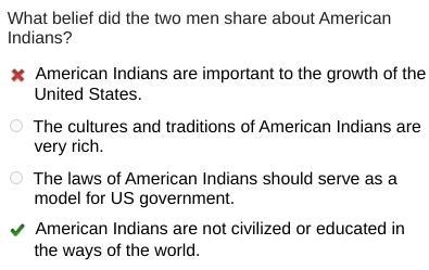 What belief did the two men share about American Indians? A]American Indians are important-example-1