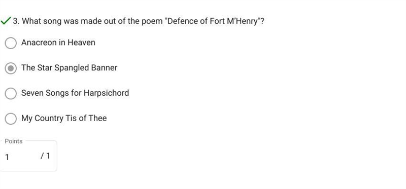 What song was made out of the poem “defense of fort m’henry” a) my country tis of-example-1