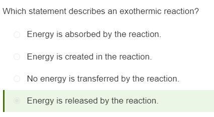 Which statement describes an exothermic reaction​-example-1