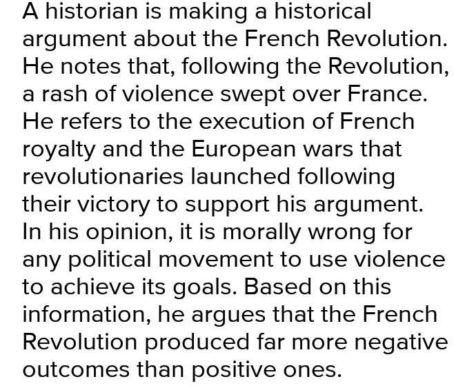 Which part of the historian's argument references specific examples of historical-example-1