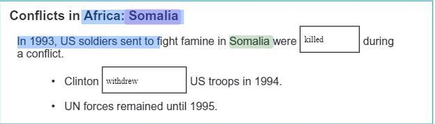 What was President Clinton's response when US troops were killed in a conflict in-example-1