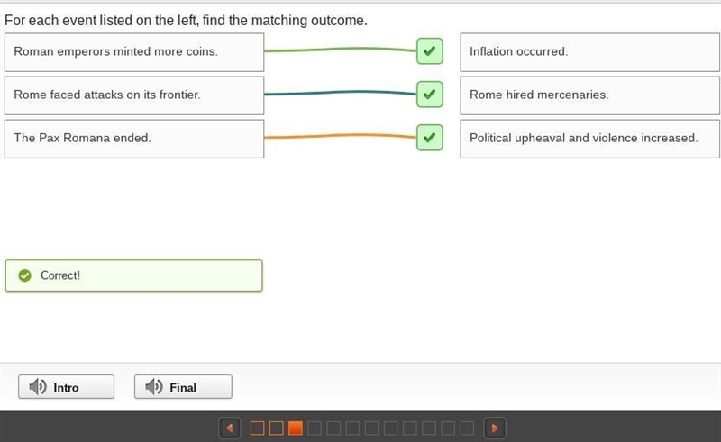 For each event listed on the left match the outcome​-example-1