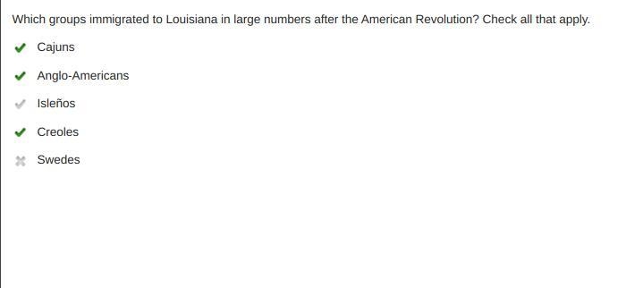 Which groups immigrated to Louisiana in large numbers after the American Revolution-example-1