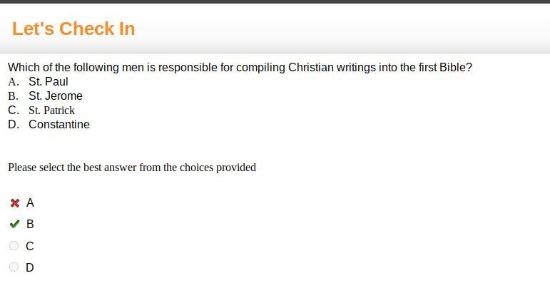 Which of the following men is responsible for compiling Christian writings into the-example-1