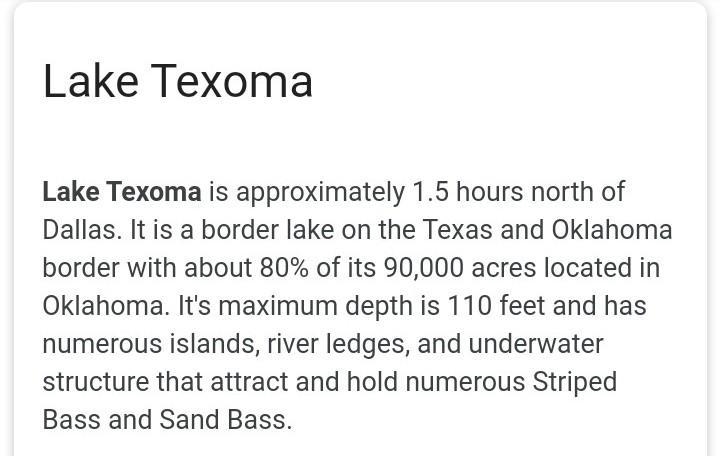 What is the name of the lake located in Oklahoma along the Texas Oklahoma border-example-1