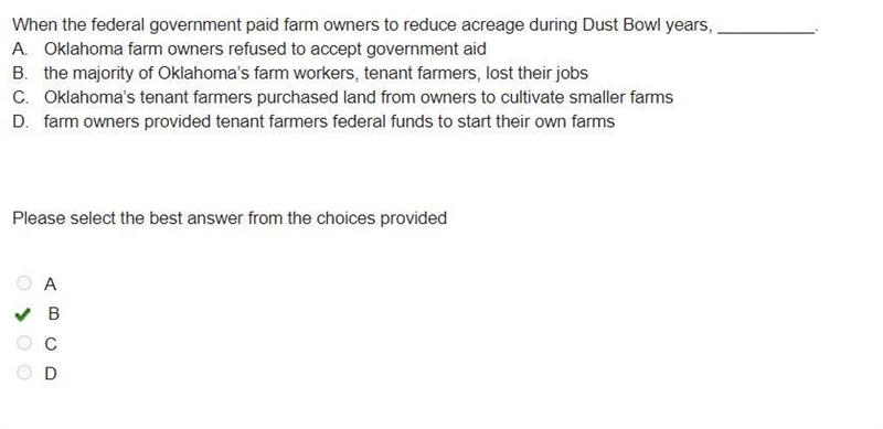 When the federal government paid farm owners to reduce acreage during Dust Bowl years-example-1