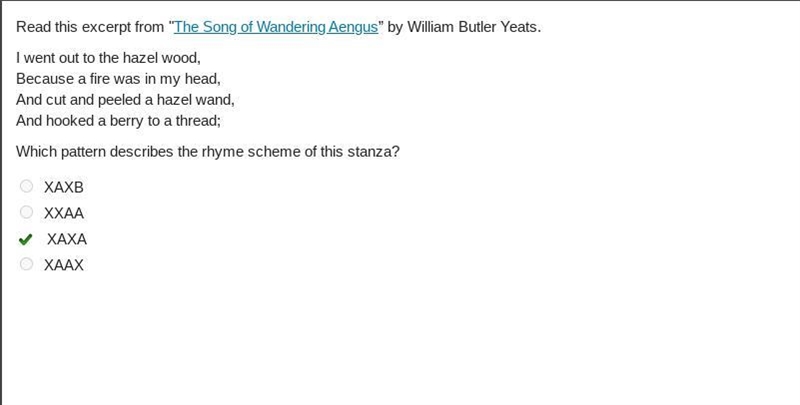 Read this excerpt from "The Song of Wandering Aengus” by William Butler Yeats-example-1