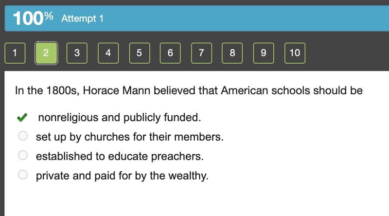 In the 1800s, Horace Mann believed that American schools should be nonreligious and-example-1