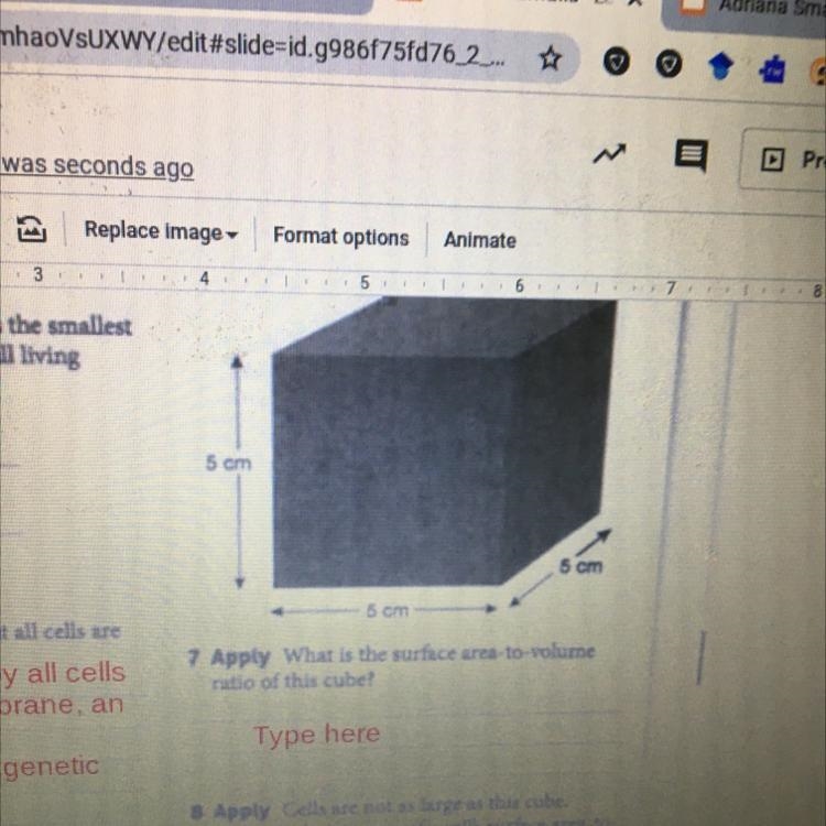 What is the surface area to volume ratio of this cube-example-1