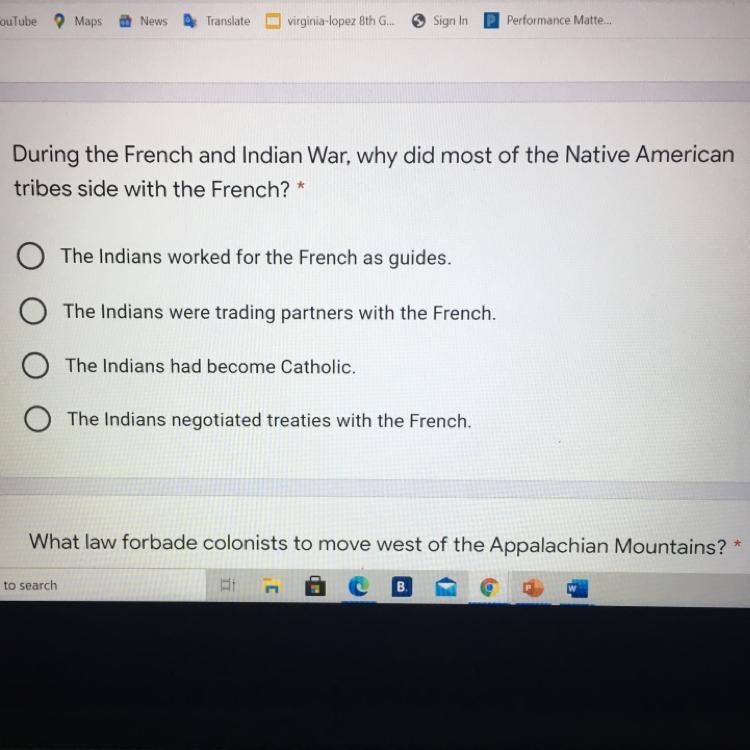 During the French and Indian War, why did most of the Native American tribes side-example-1