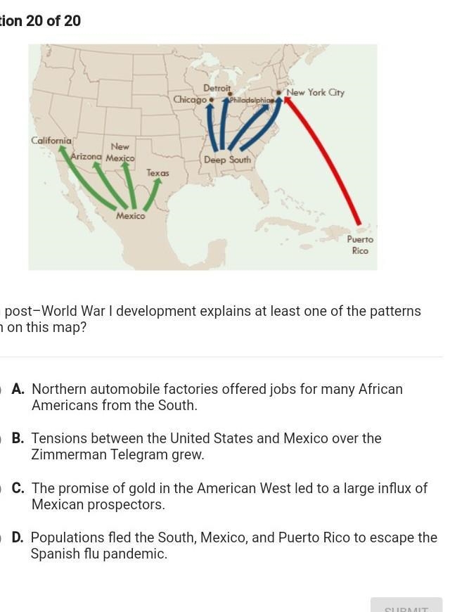 ASAP!! Which post World War 1 development explains the least one of the pattern shown-example-1