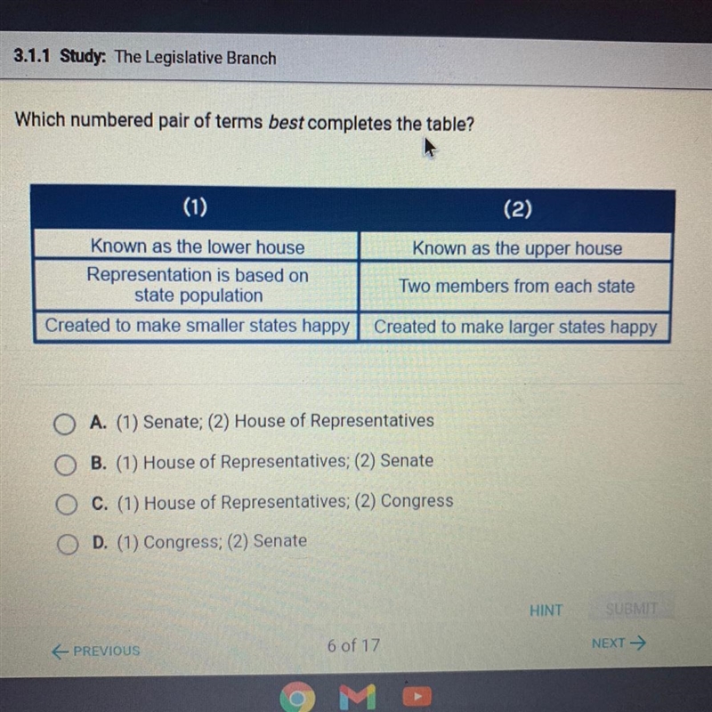 (1) (2) Known as the upper house Known as the lower house Representation is based-example-1