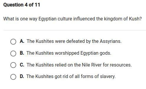 What is one way Egyptian culture influenced the kingdom of Kush?-example-1