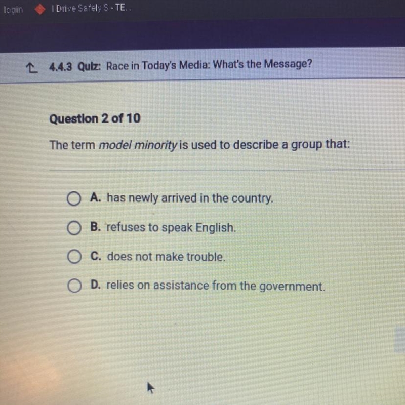 The term model minority is used to describe a group that:-example-1