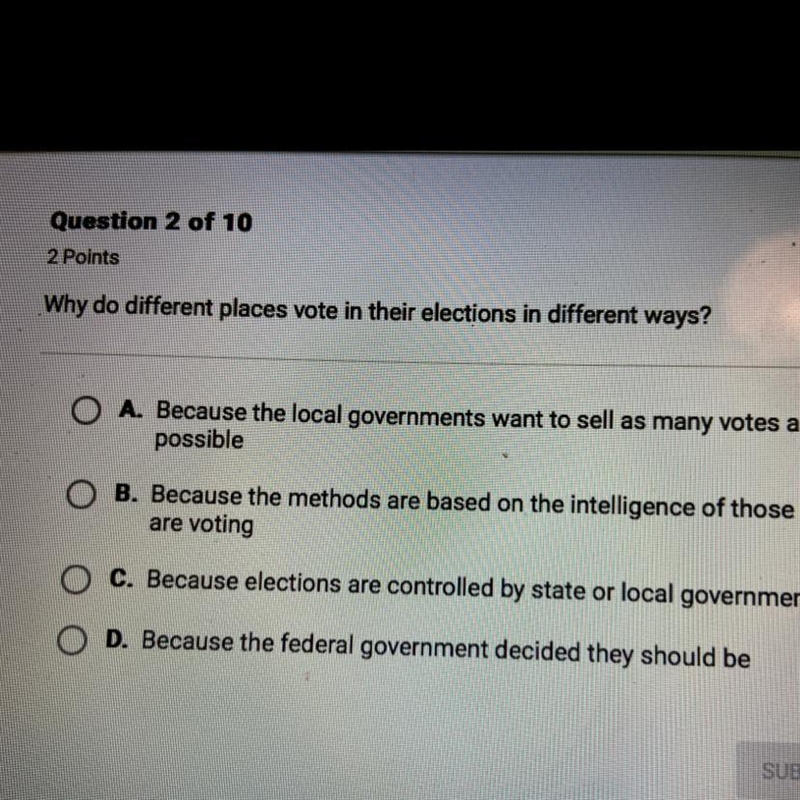 Why do different places vote in their elections in different ways-example-1