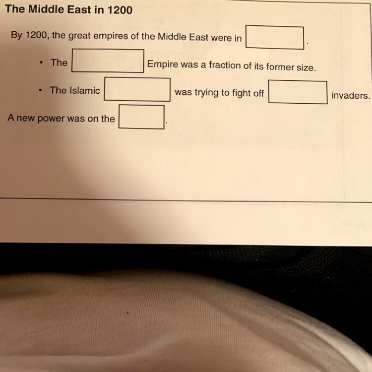 By 1200, the great empires of the Middle East were in-example-1