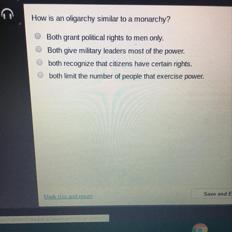 How is an oligarchy similar to a monarchy? Both grant political rights to men only-example-1