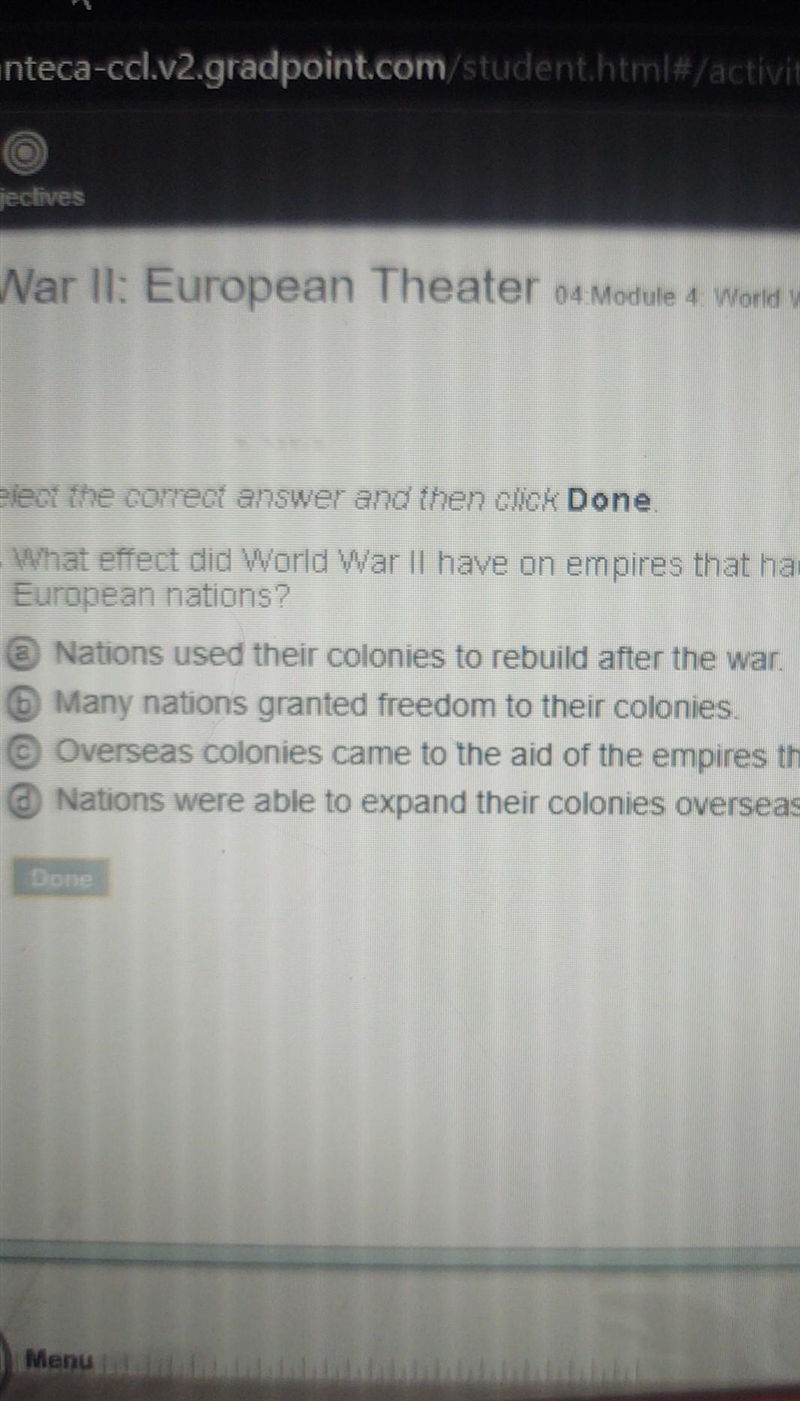 What effect did World War II have on empires that had been created by European nations-example-1