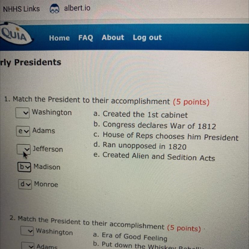 Match the president to their accomplishment-example-1