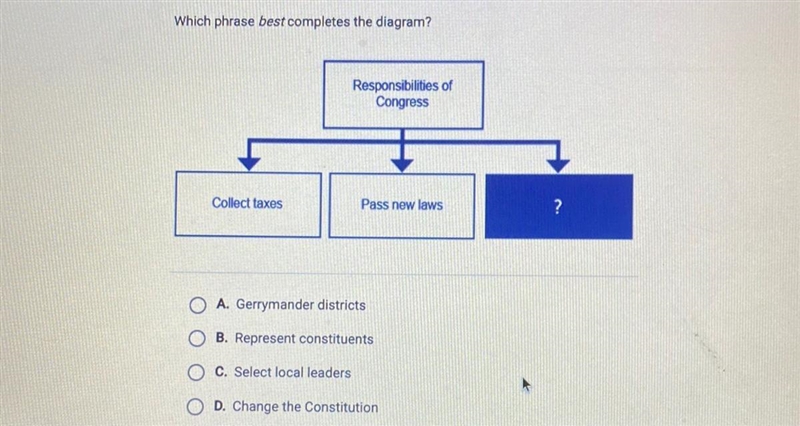 PLEASE HELP IM BEGGING!!!Which phrase best completes the diagram? Responsibilities-example-1