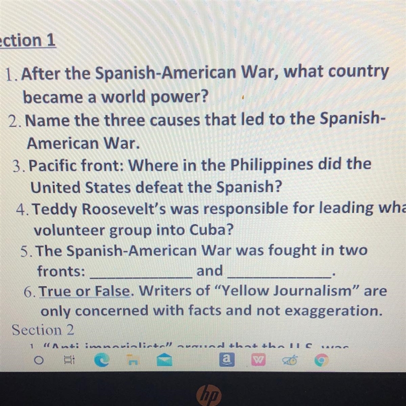 1. After the Spanish-American War, what country became a world power?-example-1