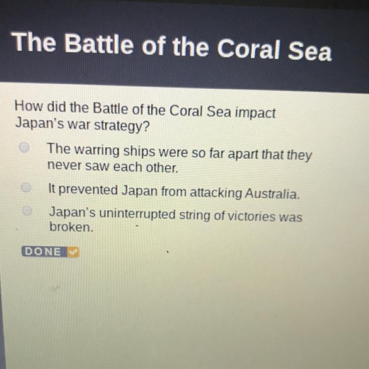 How did the battle of coral sea impact japan war strategy-example-1