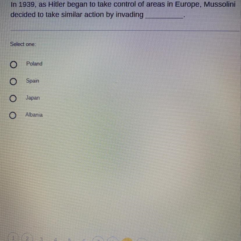 A. Poland B. Spain C. Japan D. Albania-example-1