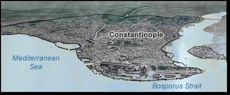 40 points :D Use the image below to explain why the geographic location of Constantinople-example-1