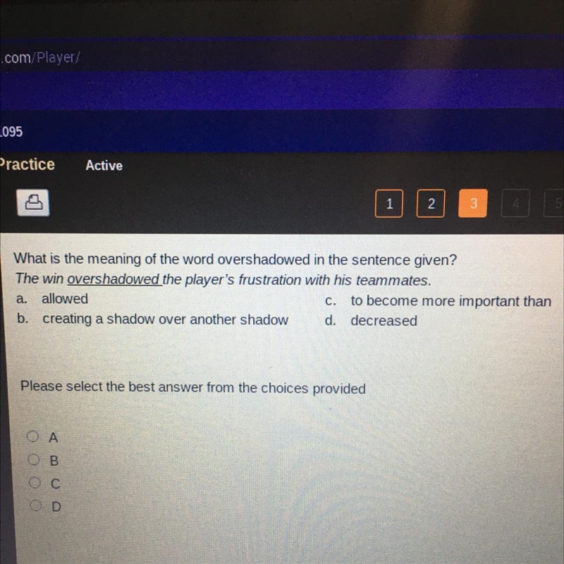 What is the meaning of the word overshadowed in the sentence given? The win overshadowed-example-1